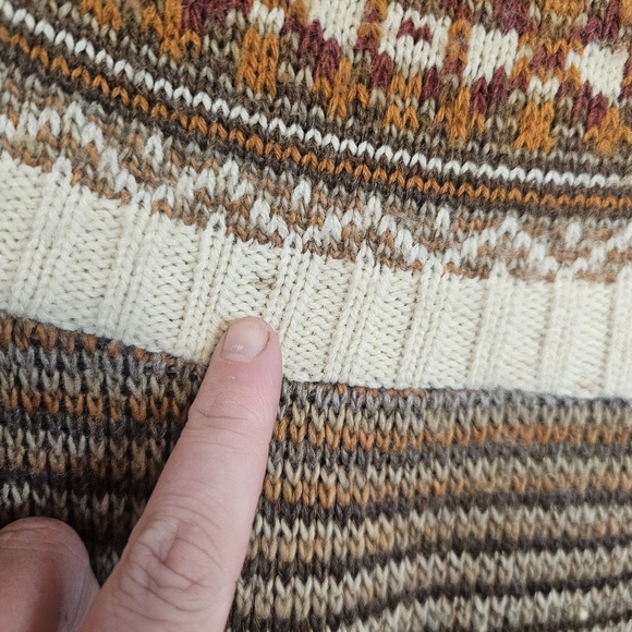 Vintage 60s/70s Fair Isle Mock Neck Turtleneck Striped Sweater Wool Blend - Picture 8 of 8